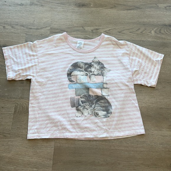 CMS CASUAL Other - 99s USA Vtg Sleeping Cats Print T-shirt One Size S Retro Granola Cat Women's